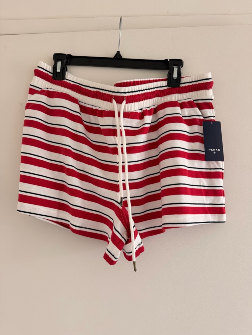 NWT Parke x Target draw-string pull on short in Red White Navy stripe size L